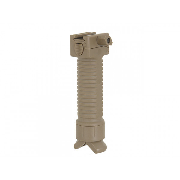 Weapon grip with a retractable bipod and rail - Dark Earth